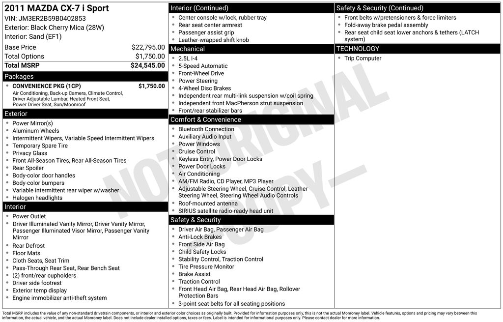 Used Car 2011 Mazda Cx-7  I Sport For Sale Under $10,000 In Austin, Texas