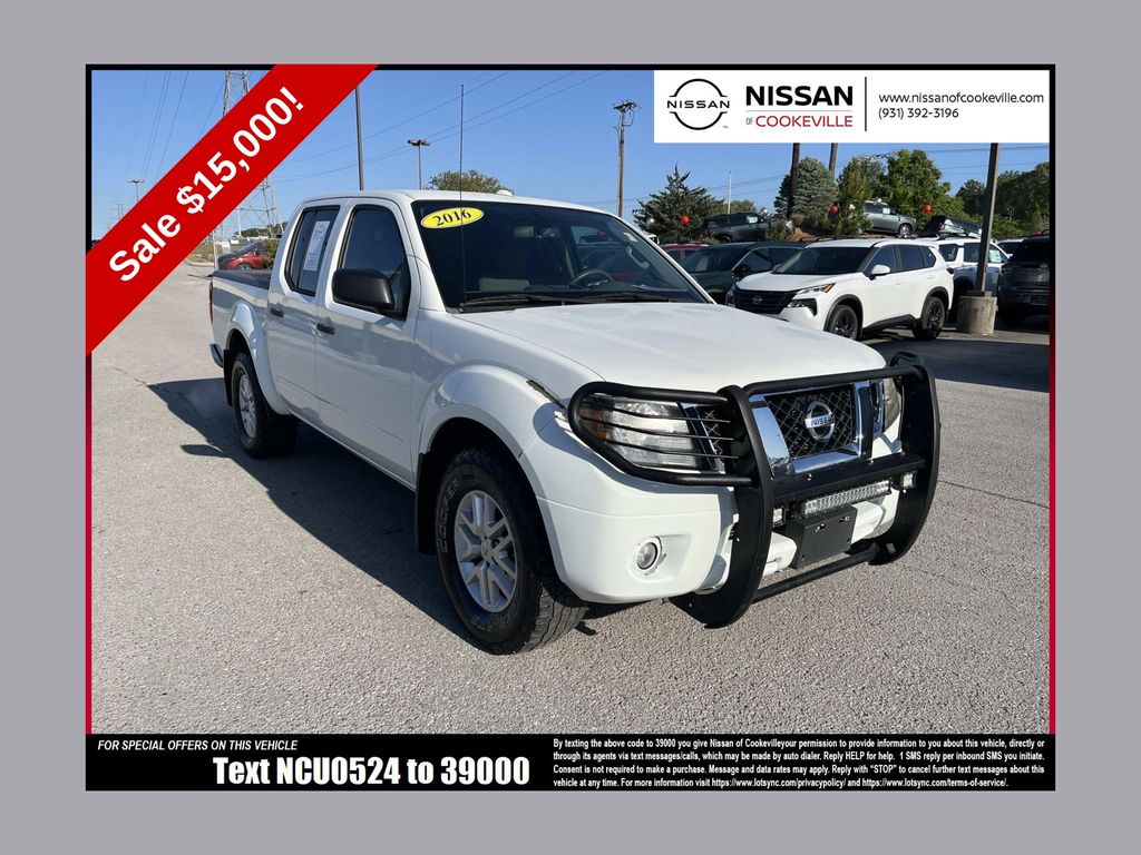 Glacier White 2016 Nissan Frontier SV Crew Cab 4WD Pickup Truck Four-Wheel Drive 5-Speed Automatic Overdrive