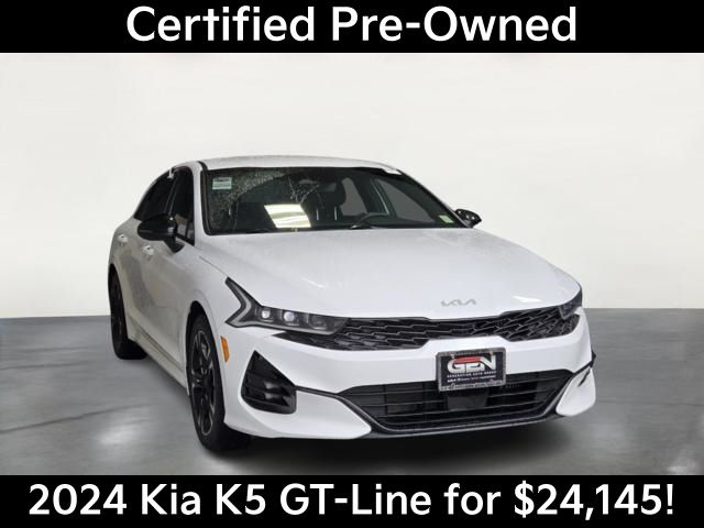 Glacial White Pearl 2024 Kia K5 GT-Line FWD Sedan Front-Wheel Drive 8-Speed Automatic