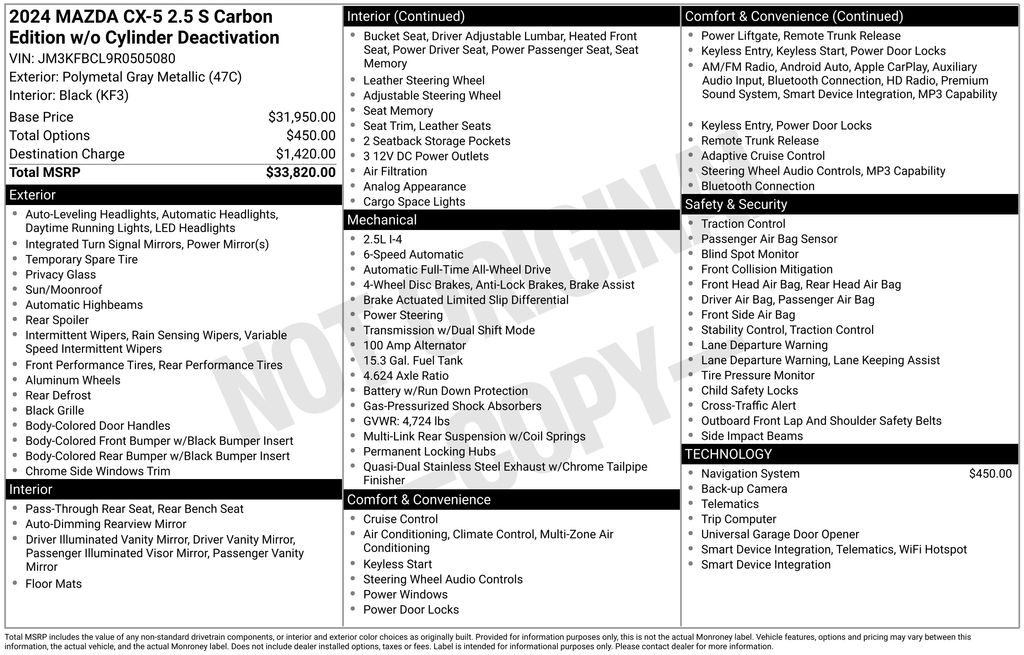 2024 Polymetal Gray Metallic Mazda CX-5 2.5 S Carbon Edition AWD SUV