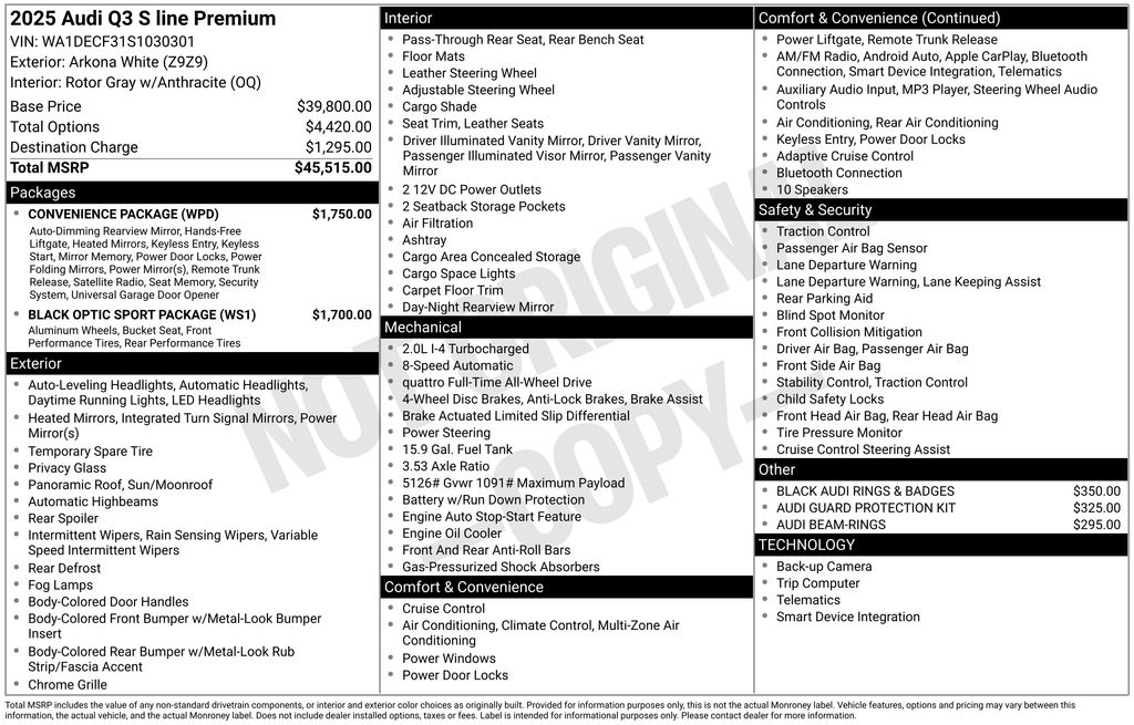 New 2025 White Audi Premium image 2
