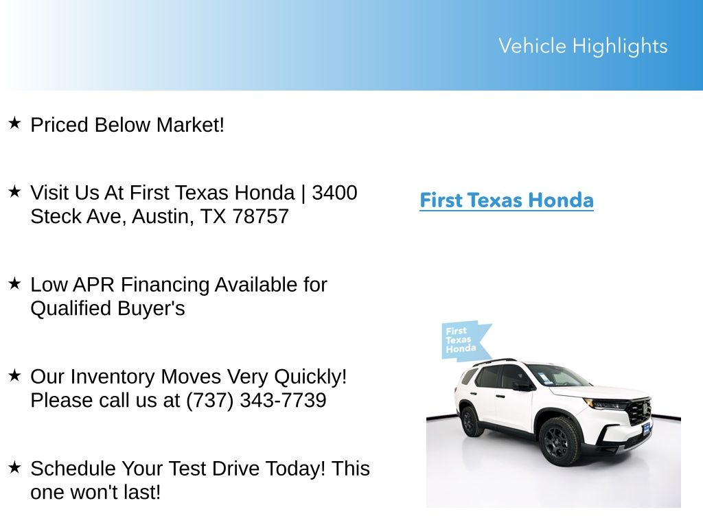 Used Car 2025 Honda Pilot  Trailsport For Sale Under $50,000 In Austin, Texas