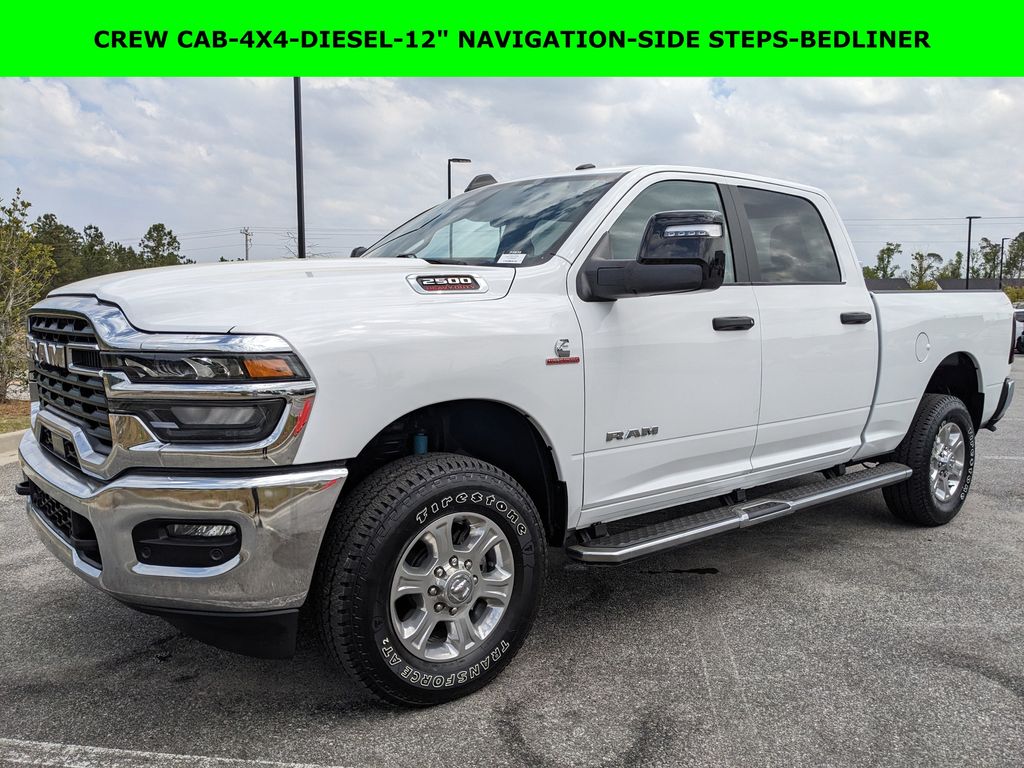 Bright White Clearcoat 2025 RAM 2500 Big Horn Crew Cab 4WD Pickup Truck Four-Wheel Drive 8-Speed Automatic