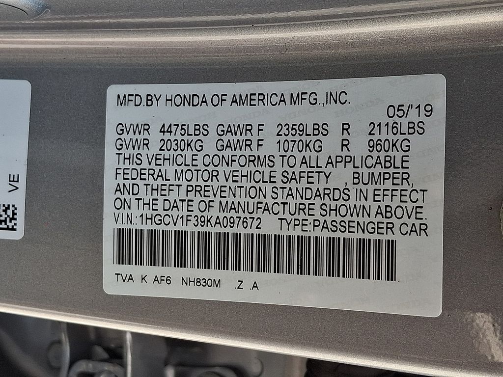 2019 Honda Accord Sport Silver at Honda North