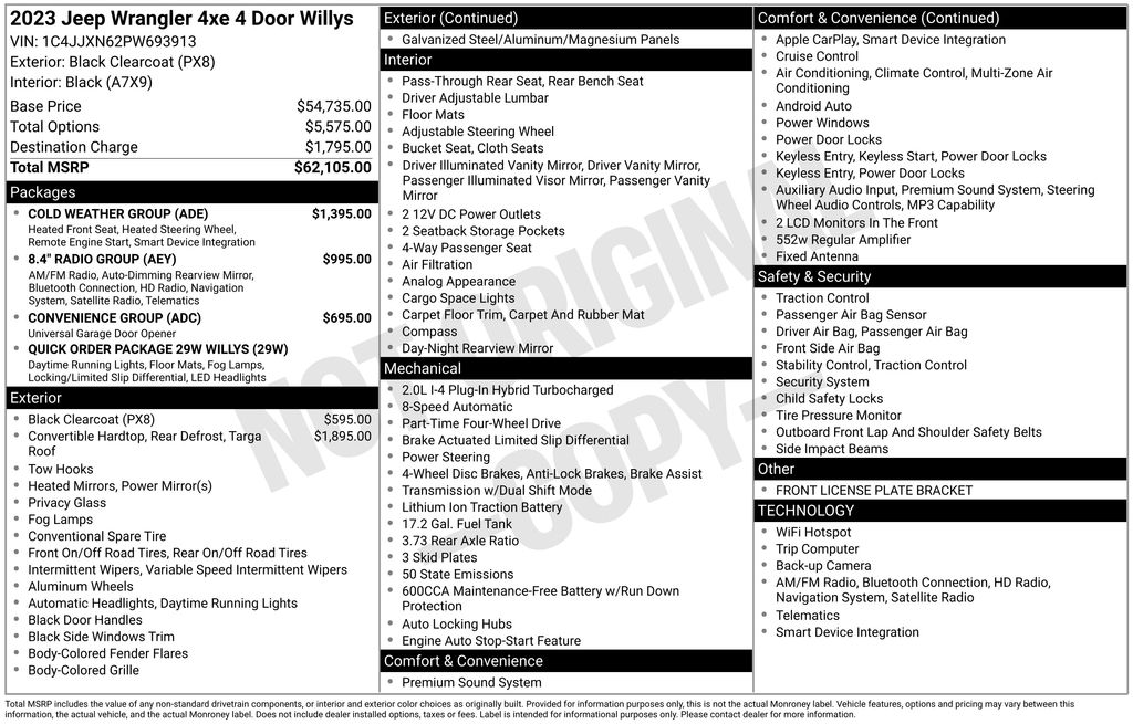 2023 Jeep Wrangler Base 4xe Black at Klick Lewis Buick Chevrolet