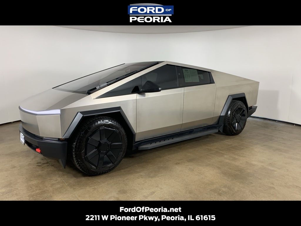 Gray (Stainless Steel) 2024 Tesla Cybertruck Crew Cab AWD Pickup Truck All-Wheel Drive 1-Speed Automatic