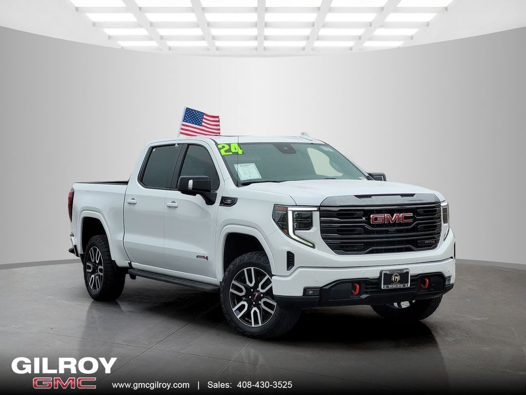 Summit White 2024 GMC Sierra 1500 AT4 Crew Cab 4WD Pickup Truck Four-Wheel Drive Automatic