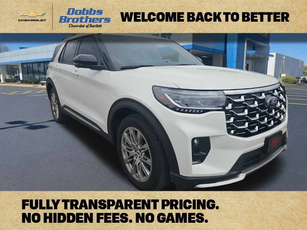 White Metallic 2025 Ford Explorer Platinum RWD SUV / Crossover Rear-Wheel Drive Automatic