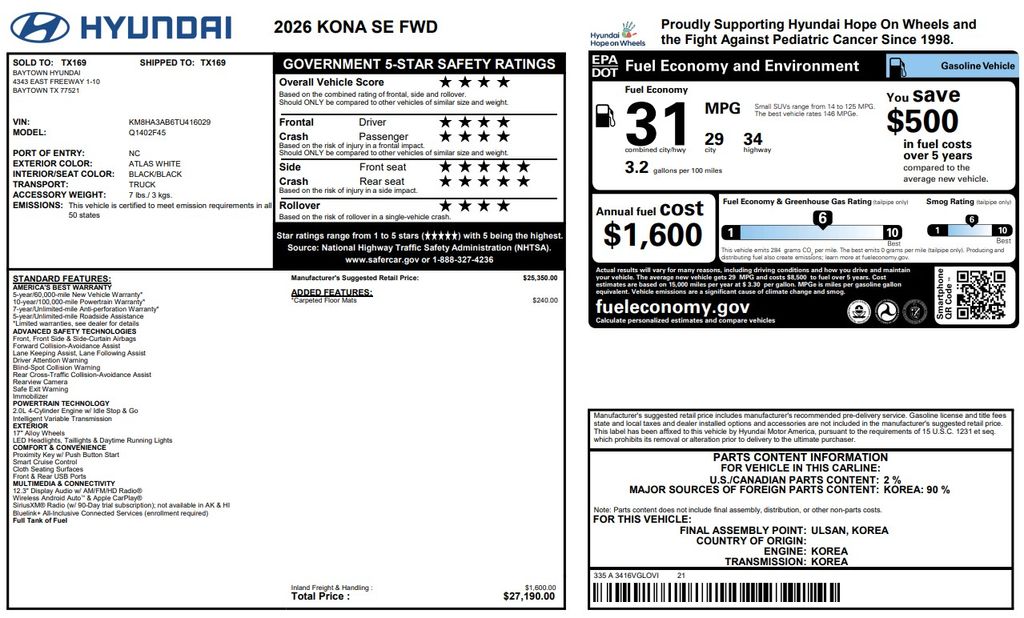 2026 Hyundai Kona SE - 1