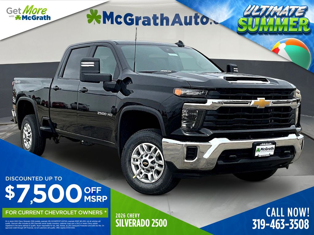 Black 2026 Chevrolet Silverado 2500HD LT Crew Cab 4WD Pickup Truck Four-Wheel Drive Automatic