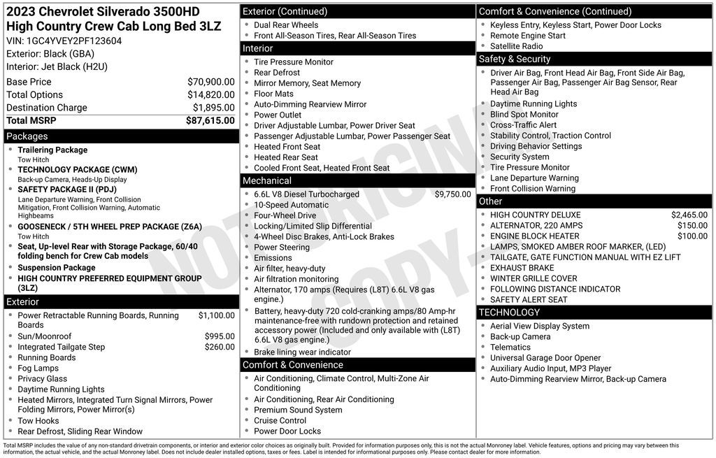 Used 2023 Chevrolet Silverado 3500HD High Country 4D Crew Cab