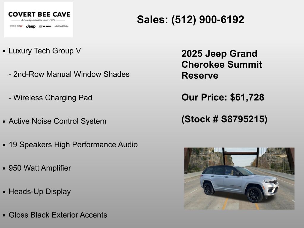 New Car 2025 Jeep Grand Cherokee  Summit For Sale Under $70,000 In Austin, Texas