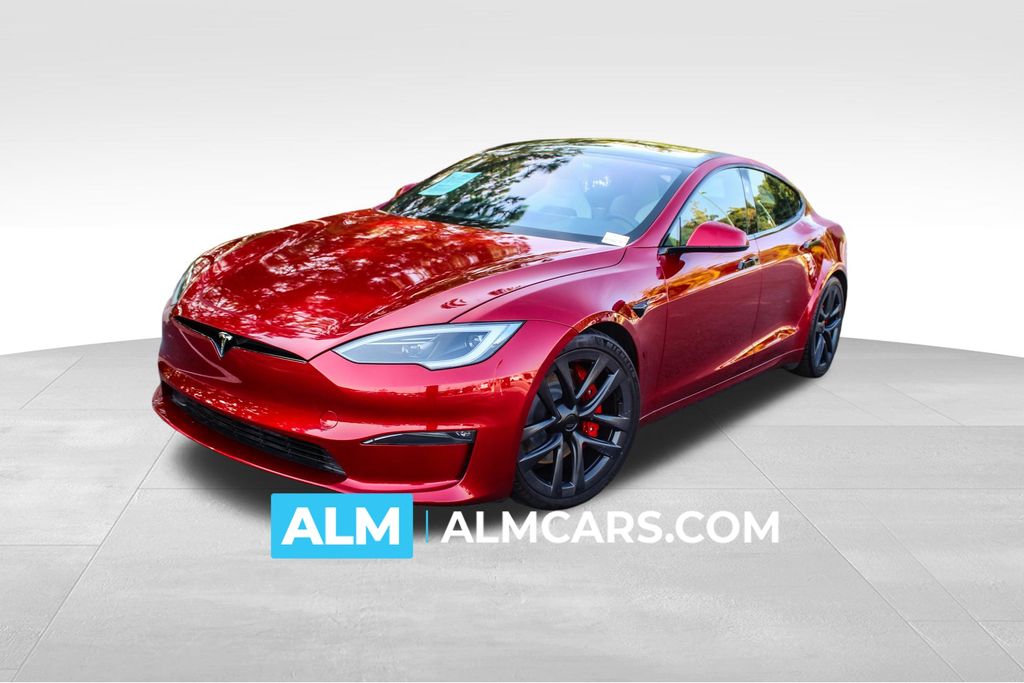 Red 2025 Tesla Model S Sedan All-Wheel Drive 1-Speed Automatic