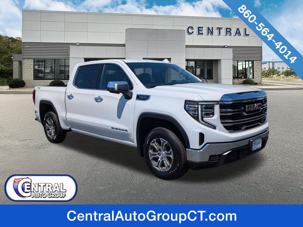 Summit White 2025 GMC Sierra 1500 SLT Crew Cab 4WD Pickup Truck Four-Wheel Drive Automatic