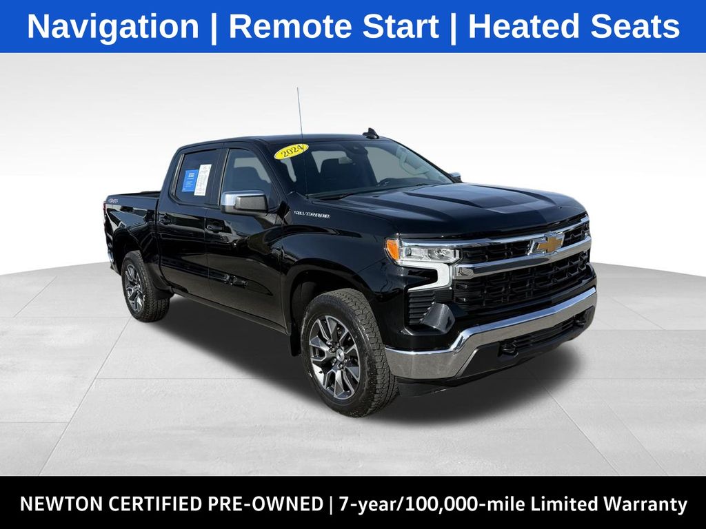 Black 2024 Chevrolet Silverado 1500 LT Crew Cab 4WD Pickup Truck Four-Wheel Drive 8-Speed Automatic