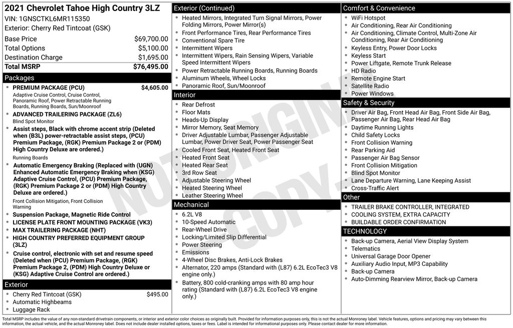 Used Car 2021 Chevrolet Tahoe  High Country For Sale Under $50,000 In Austin, Texas
