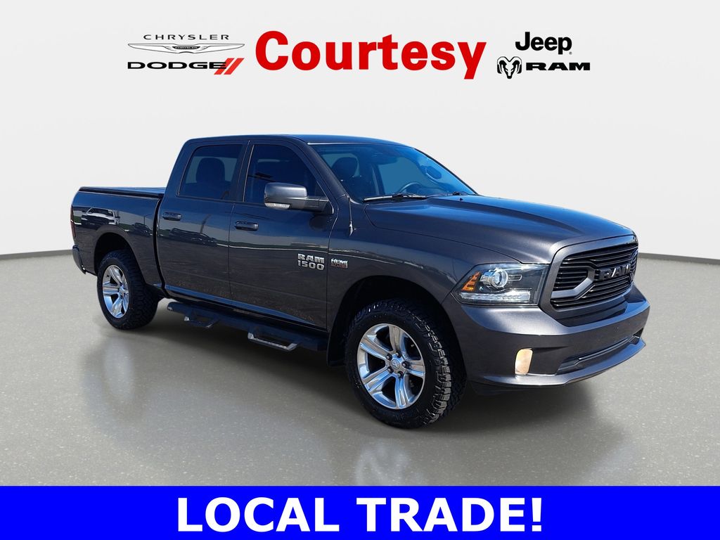 Gray (Granite Crystal Metallic Clearcoat) 2018 RAM 1500 Sport Crew Cab 4WD Pickup Truck Four-Wheel Drive 8-Speed Automatic