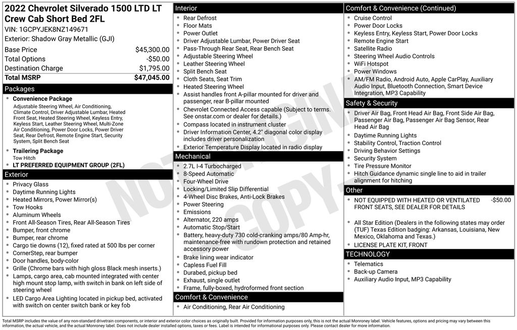 Used 2022 Chevrolet Silverado 1500 LTD LT 4D Crew Cab