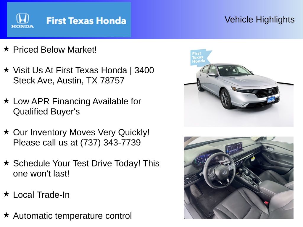 Used Car 2025 Honda Accord Hybrid  Ex-l For Sale Under $30,000 In Austin, Texas