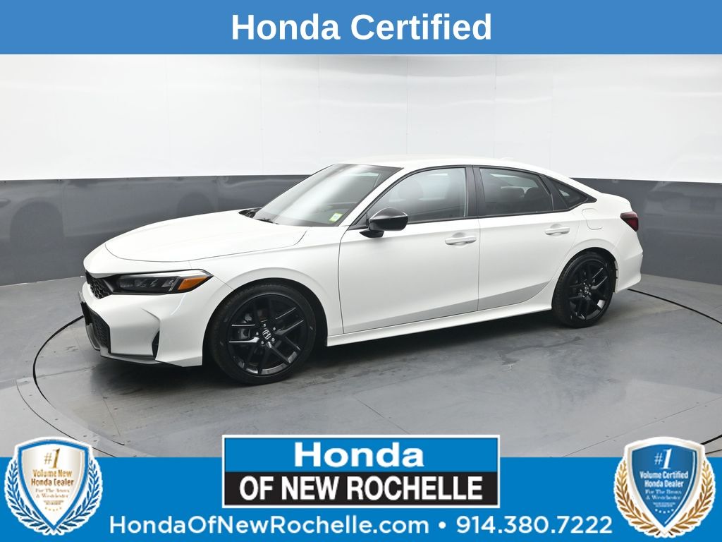 Platinum White Pearl 2025 Honda Civic Sport FWD Sedan Front-Wheel Drive Continuously Variable Transmission