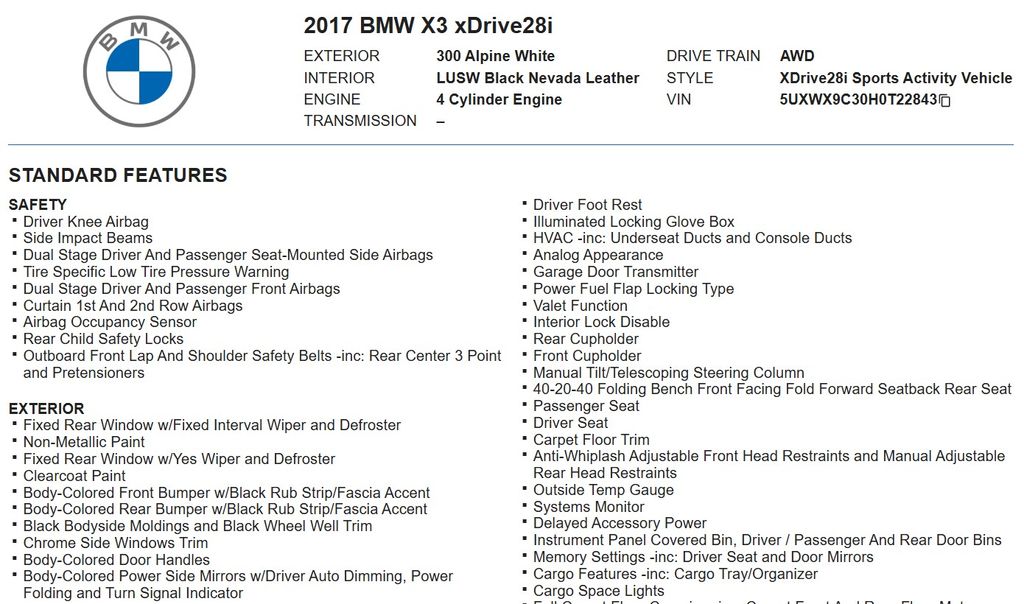 2017 BMW X3 xDrive28i photo