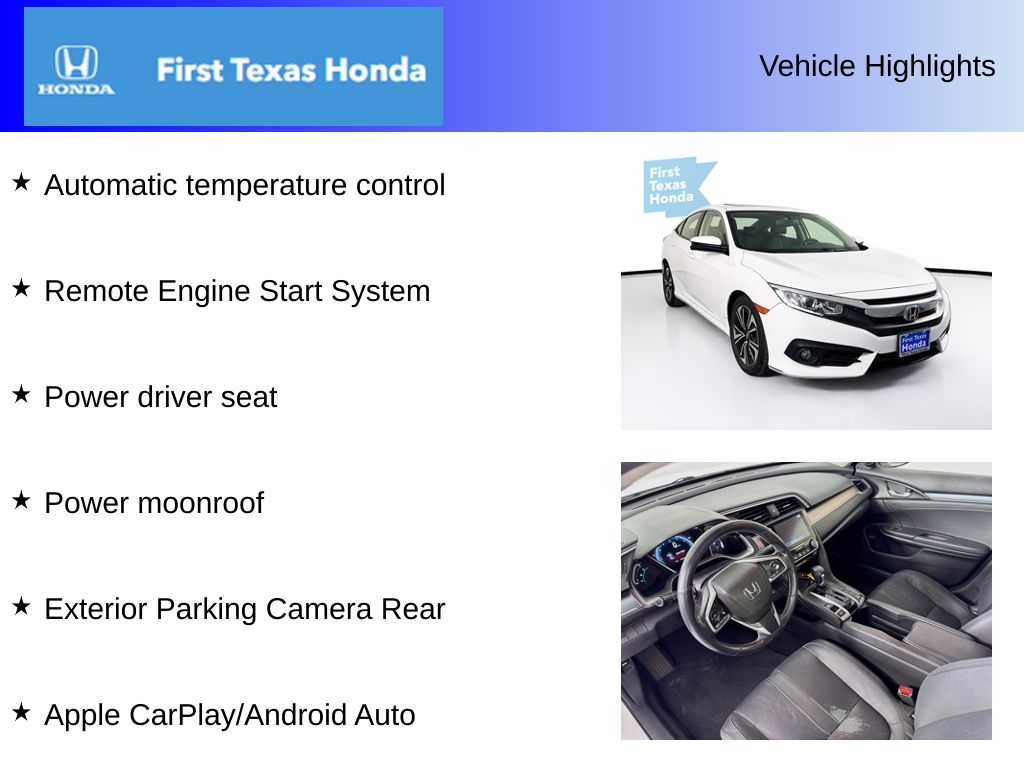 Used Car 2018 Honda Civic  Ex-l For Sale Under $20,000 In Austin, Texas