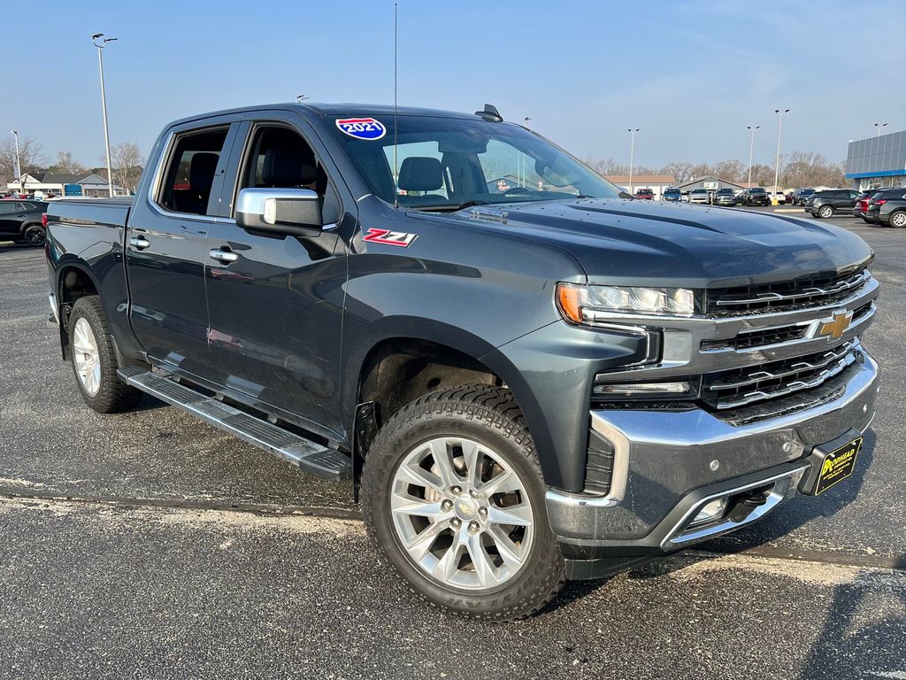 Shadow Gray Metallic 2021 Chevrolet Silverado 1500 LTZ Crew Cab 4WD Pickup Truck Four-Wheel Drive Automatic