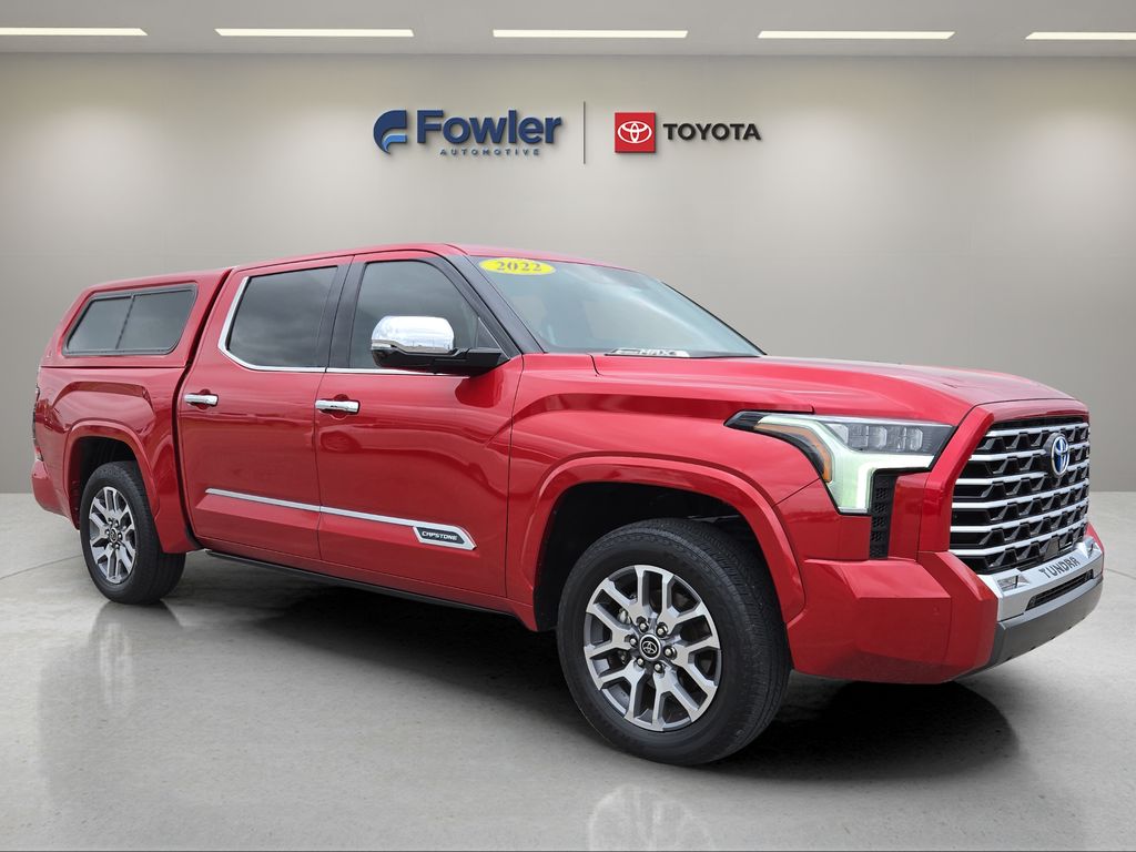 Supersonic Red 2022 Toyota Tundra Hybrid Capstone HV CrewMax Cab 4WD Pickup Truck Four-Wheel Drive Automatic