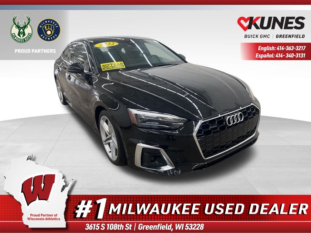 Black 2022 Audi A5 Sportback 45 TFSI quattro Premium S Line AWD Sedan All-Wheel Drive 7-Speed Automatic