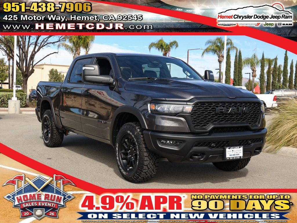 Gray (Granite Crystal Metallic Clearcoat) 2026 RAM 1500 Rebel Crew Cab 4WD Pickup Truck Four-Wheel Drive 8-Speed Automatic