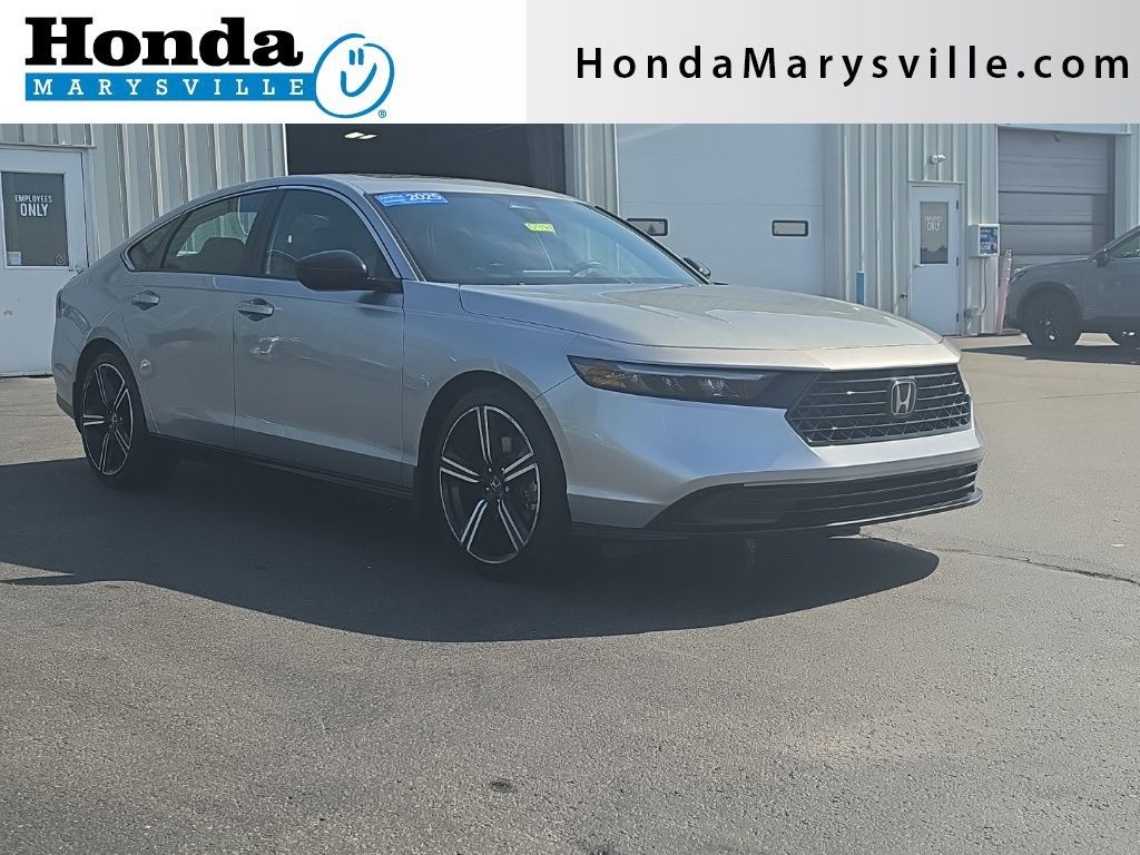 Solar Silver Metallic 2025 Honda Accord Hybrid Sedan Front-Wheel Drive Continuously Variable Transmission