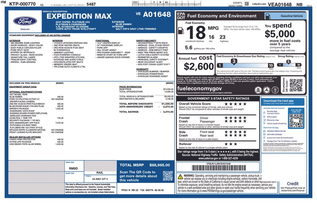 New 2027 Blue Ford Platinum image 4