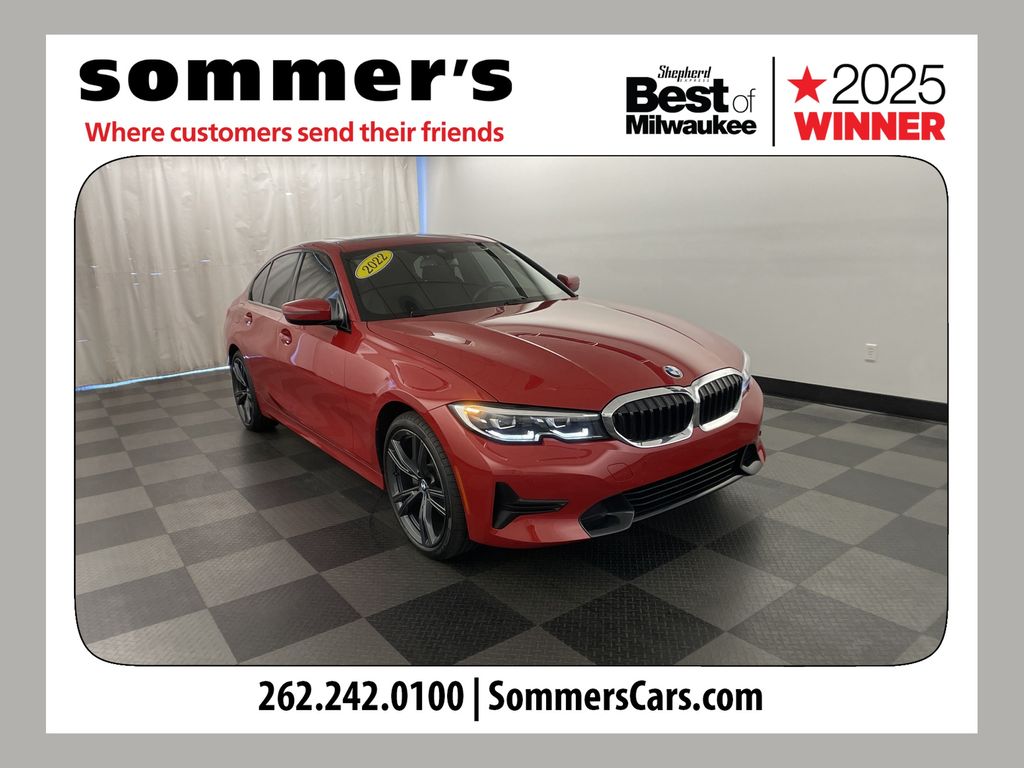 Melbourne Red Metallic 2022 BMW 3 Series Sedan All-Wheel Drive 8-Speed Automatic