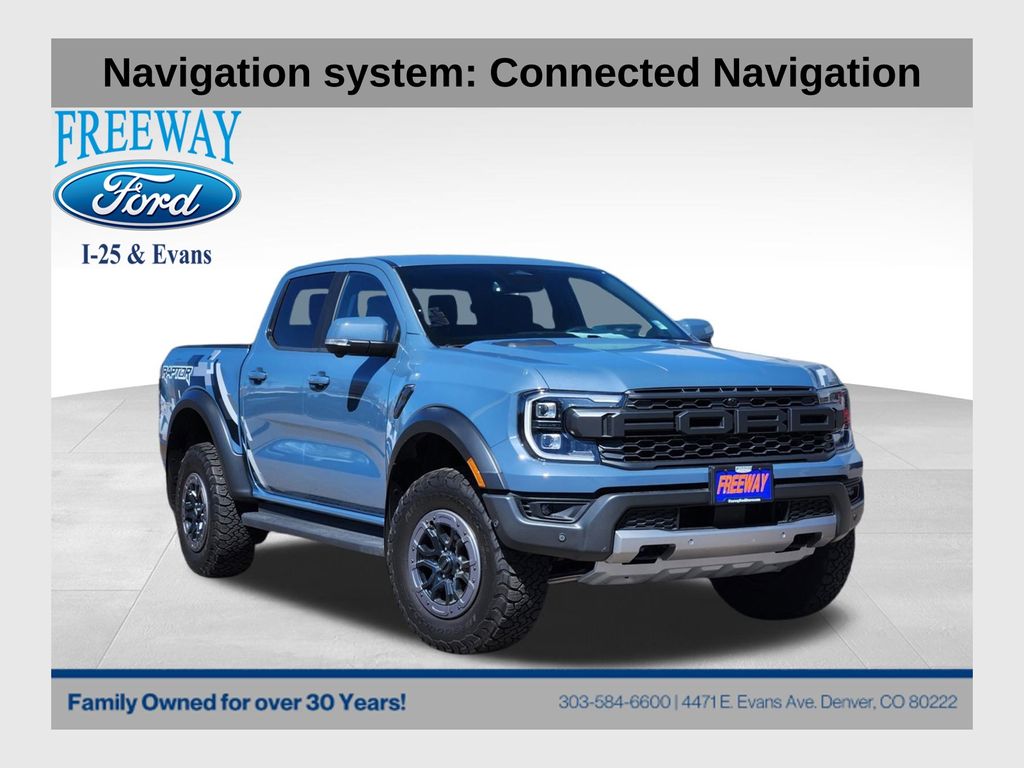 Blue (Azure Gray Metallic Tri-Coat) 2024 Ford Ranger Raptor SuperCrew 4WD Pickup Truck Four-Wheel Drive Automatic