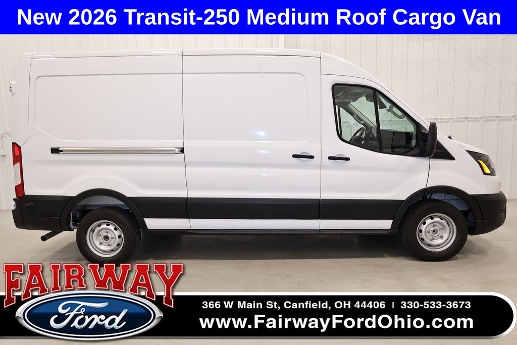 Oxford White 2026 Ford Transit Cargo 250 Medium Roof LB RWD Van Rear-Wheel Drive