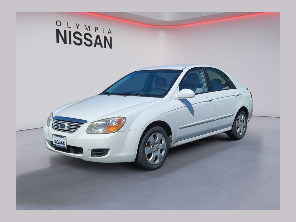 Clear White 2007 Kia Spectra Sedan Front-Wheel Drive 4-Speed Automatic Overdrive
