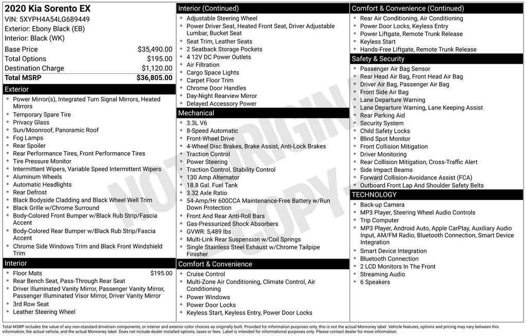 Certified Used 2020 Black Kia EX image 4