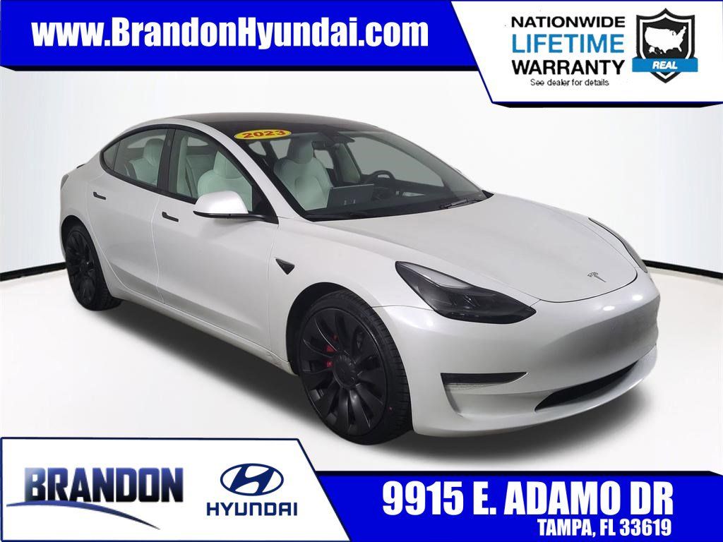 Pearl White Multi-Coat 2023 Tesla Model 3 Performance AWD Sedan All-Wheel Drive 1-Speed Automatic