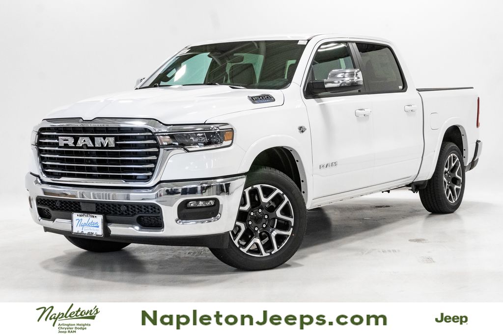 Bright White Clearcoat 2026 RAM 1500 Laramie Crew Cab 4WD Pickup Truck Four-Wheel Drive 8-Speed Automatic