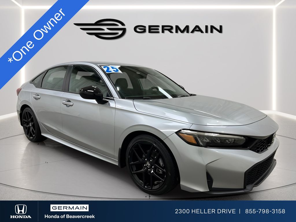 Silver 2025 Honda Civic Sport FWD Sedan Front-Wheel Drive Continuously Variable Transmission