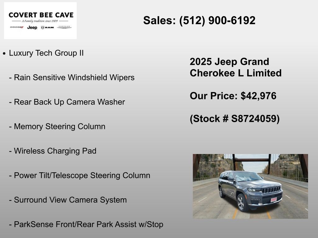 New Car 2025 Jeep Grand Cherokee L  Limited For Sale Under $50,000 In Austin, Texas