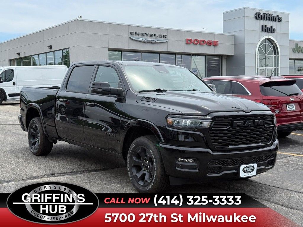 Diamond Black Crystal Pearlcoat 2025 RAM 1500 Big Horn Crew Cab 4WD Pickup Truck Four-Wheel Drive 8-Speed Automatic