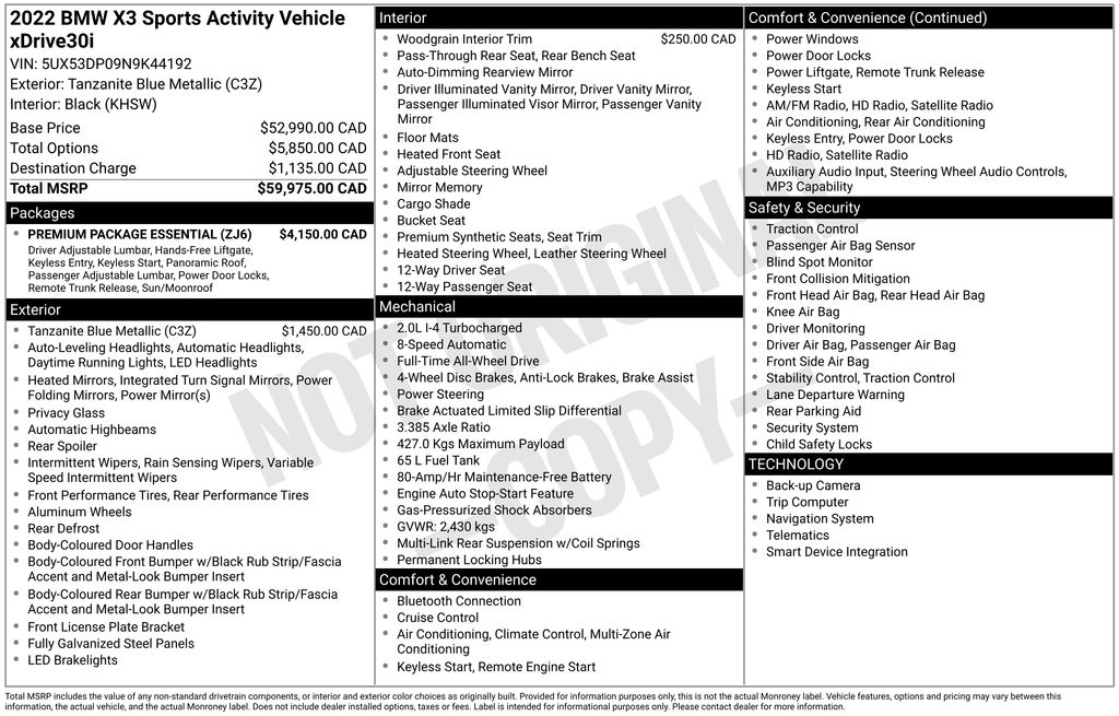 Blue 2022 BMW X3 SUV / Crossover All-Wheel Drive 8-Speed Automatic