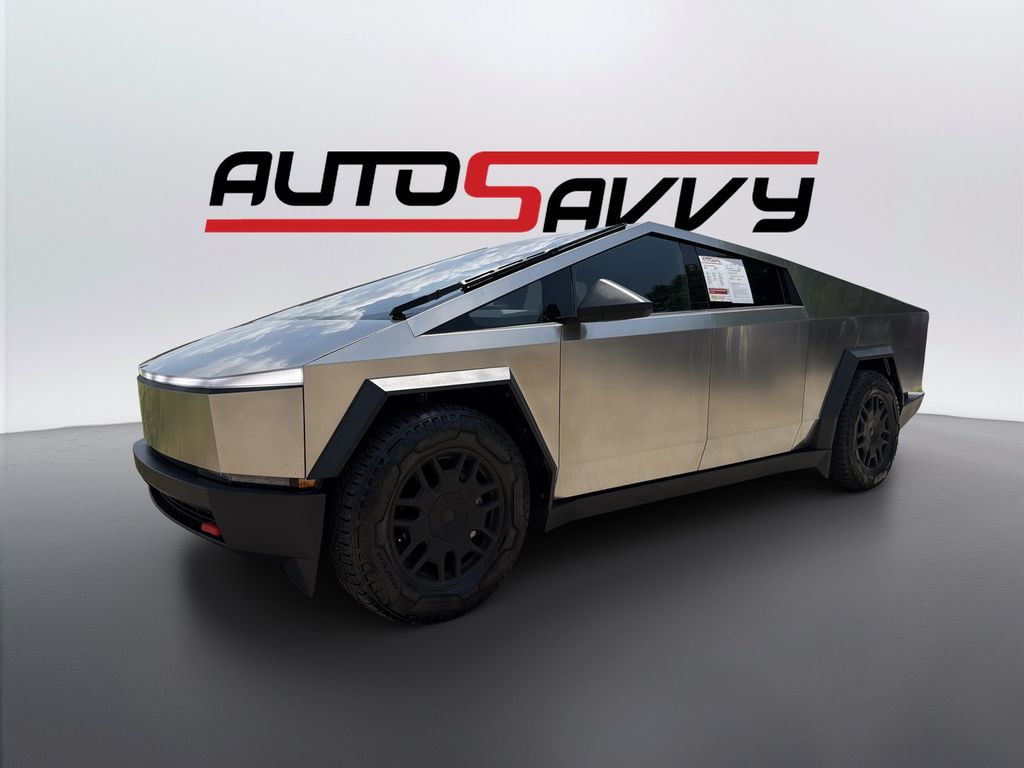 Silver 2024 Tesla Cybertruck Pickup Truck All-Wheel Drive 1-Speed Automatic