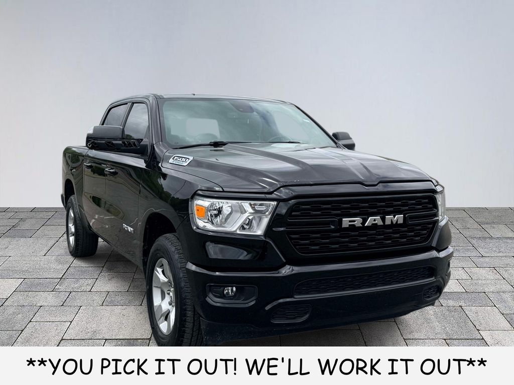 Diamond Black Crystal Pearlcoat 2023 RAM 1500 Big Horn Crew Cab 4WD Pickup Truck Four-Wheel Drive 8-Speed Automatic