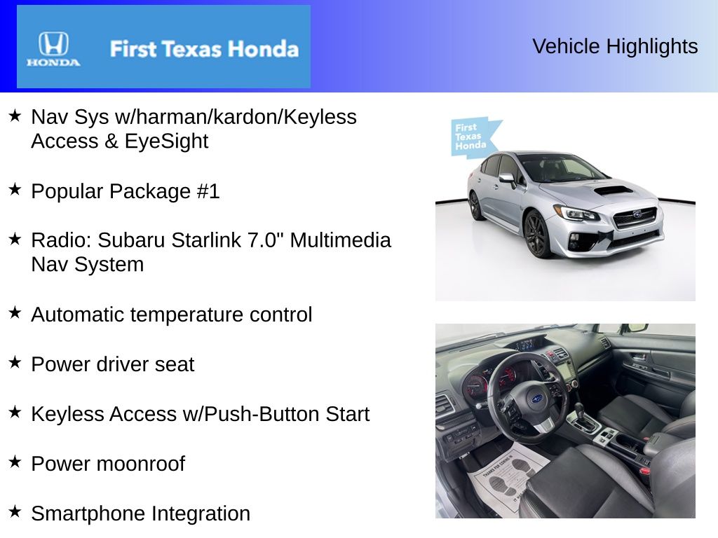 Used Car 2017 Subaru Wrx  Limited For Sale Under $20,000 In Austin, Texas