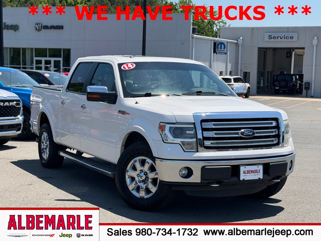 White Platinum Clearcoat Metallic 2014 Ford F-150 Lariat SuperCrew 4WD Pickup Truck Four-Wheel Drive 6-Speed Automatic