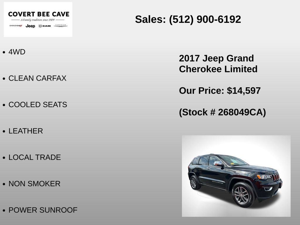 Used Car 2017 Jeep Grand Cherokee  Limited For Sale Under $15,000 In Austin, Texas
