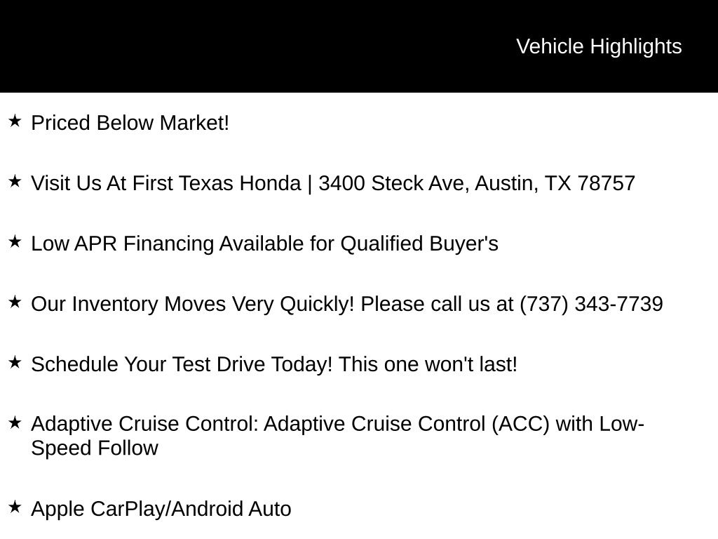 Used Car 2022 Honda Civic  Sport For Sale Under $25,000 In Austin, Texas