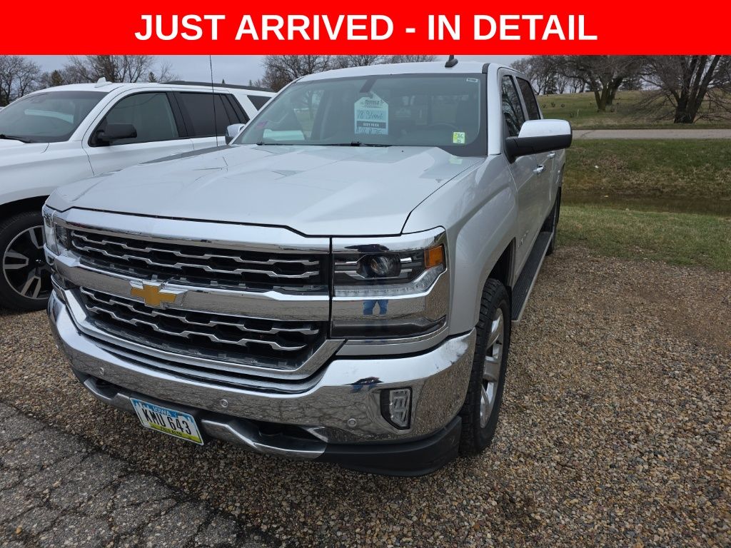 Silver Ice Metallic 2018 Chevrolet Silverado 1500 LTZ Crew Cab 4WD Pickup Truck Four-Wheel Drive 6-Speed Automatic Overdrive